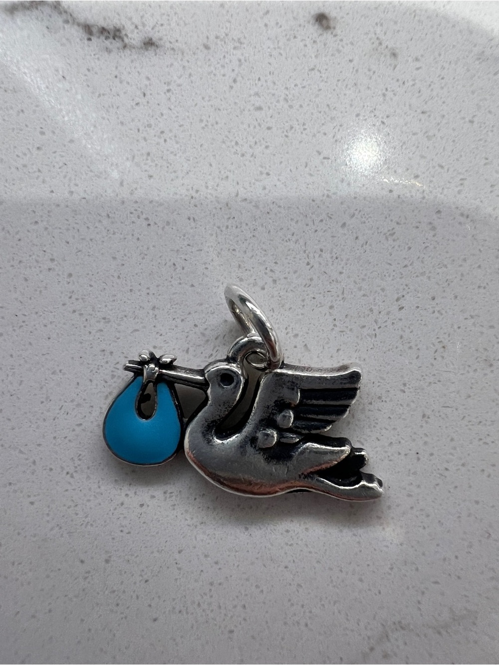 James Avery Silver Stork Charm with Bright Blue Bundle